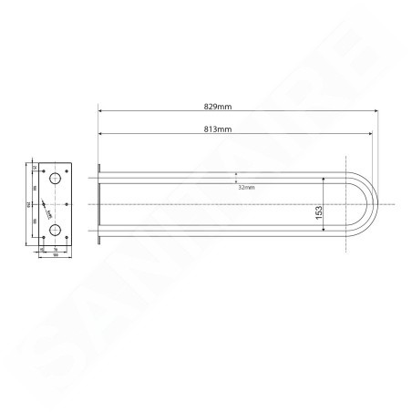 Sapho Équipement de salle de bain - Poignée, longueur 81 cm, blanc XH540W