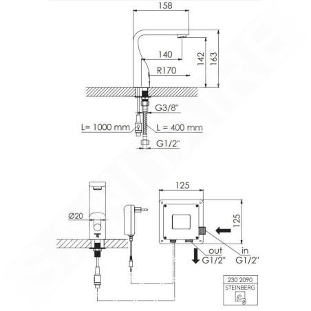 Steinberg 230 - Robinet de lavabo électronique, chrome 230 2090