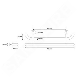 Sapho Poignées - Poignée, longueur 70 cm, acier inoxydable mat XH574