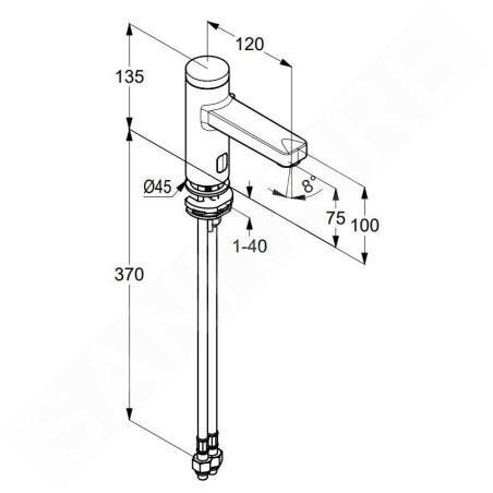 Kludi Zenta SL - Mitigeur de lavabo électronique, alimentation par piles, noir noir 3810039