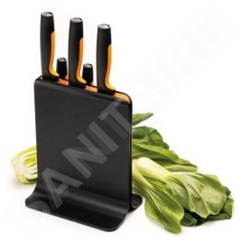 FISKARS Équipement de cuisine - Bloc de couteaux, 5 pièces, noir/plastique 1057554