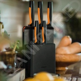 FISKARS Équipement de cuisine - Bloc de couteaux, 5 pièces, noir/plastique 1057554