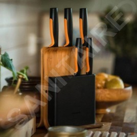 FISKARS Équipement de cuisine - Bloc de couteaux, 5 pièces, bambou 1057552