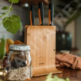 FISKARS Équipement de cuisine - Bloc de couteaux, 3 pièces, bambou 1057553