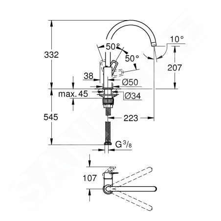 Grohe BauLoop - Mitigeur d'évier, chrome 31368001
