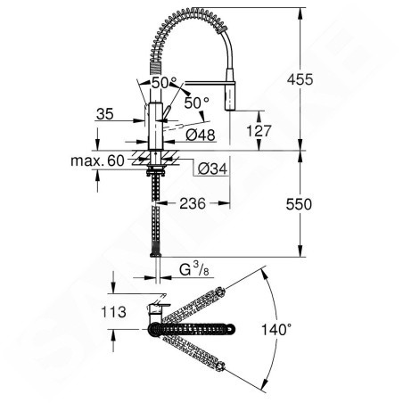 Grohe Get - Mitigeur d’évier avec douchette pour inversement, chrome 30361000