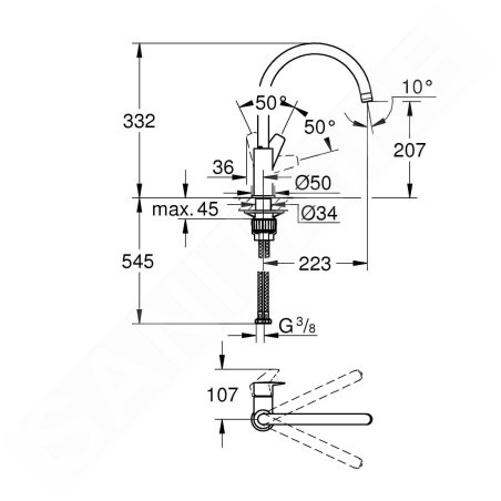 Grohe BauEdge - Mitigeur d'évier, chrome 31367001