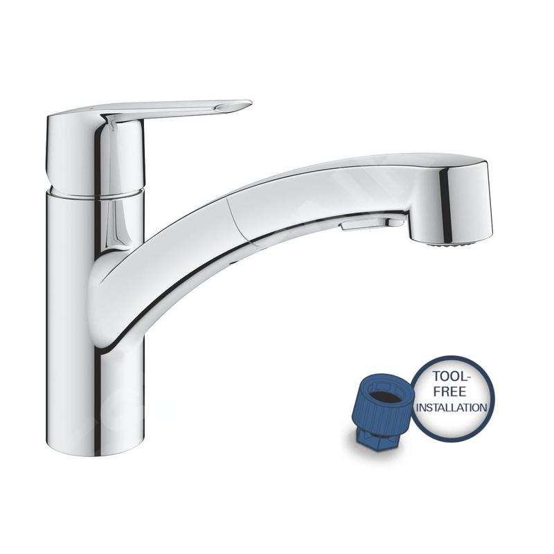 Grohe QuickFix Start - Mitigeur d'évier avec douchette extractible, chrome 30531001