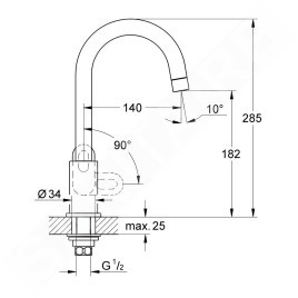 Grohe BauLoop - Robinet de cuisine pour eau froide ou préalablement mélangée, chrome 31222000