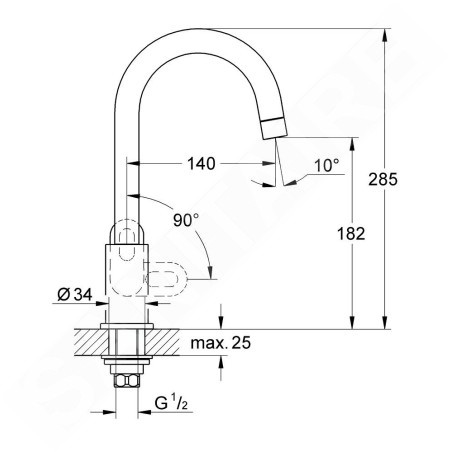 Grohe BauLoop - Robinet de cuisine pour eau froide ou préalablement mélangée, chrome 31222000