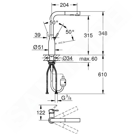 Grohe Essence - Mitigeur d’évier avec douchette extractible, chrome 30270000