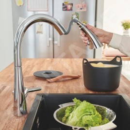 Grohe Zedra - Mitigeur d'évier avec douchette extractible, chrome 32294002