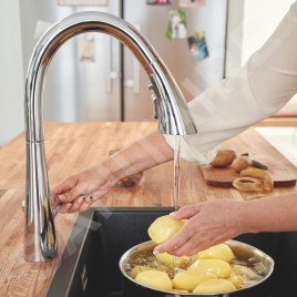 Grohe Zedra - Mitigeur d'évier avec douchette extractible, chrome 32294002