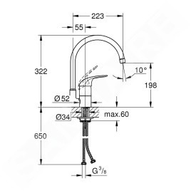 Grohe Euroeco - Mitigeur d’évier, chrome 32752000