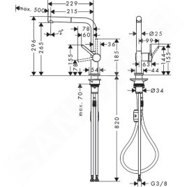 Hansgrohe M54 - Mitigeur d'évier Talis avec bec extractible, chrome 72808000