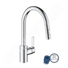 Grohe Get - Mitigeur d'évier avec douchette extractible, chrome 31484001