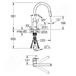 Grohe Get - Mitigeur d'évier avec douchette extractible, chrome 31484001