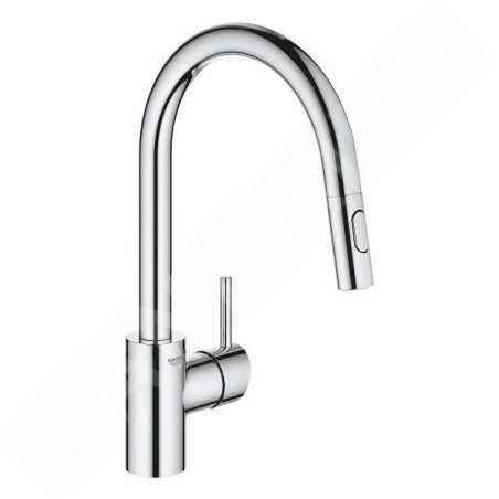 Grohe Concetto - Mitigeur d’évier avec douchette extractible, chrome 31483002