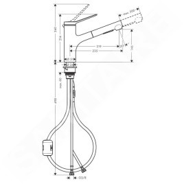 Hansgrohe Zesis M33 - Mitigeur d'évier 150, avec douchette extractible, noir mat 74800670