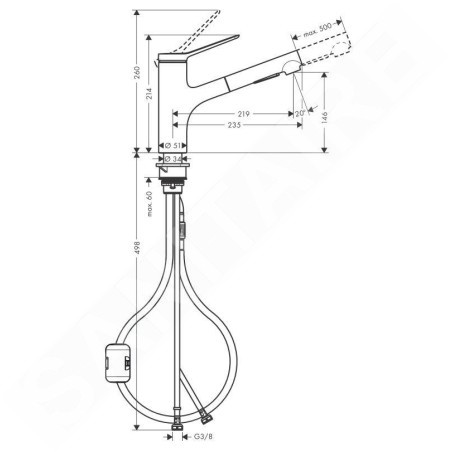 Hansgrohe Zesis M33 - Mitigeur d'évier 150, avec douchette extractible, noir mat 74800670