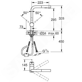 Grohe Minta - Mitigeur d’évier avec douchette extractible, chrome 30274000