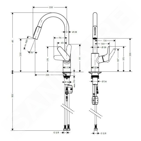 Hansgrohe Focus M41 - Mitigeur d’évier 240 avec douchette extractible, chrome 31815000