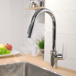 Hansgrohe Focus M41 - Mitigeur d’évier 240 avec douchette extractible, chrome 31815000