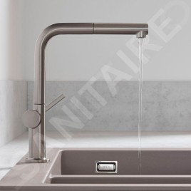 Hansgrohe M54 - Mitigeur d'évier Talis avec bec extractible, simili inox 72808800
