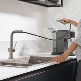Hansgrohe M54 - Mitigeur d'évier Talis avec bec extractible, simili inox 72808800