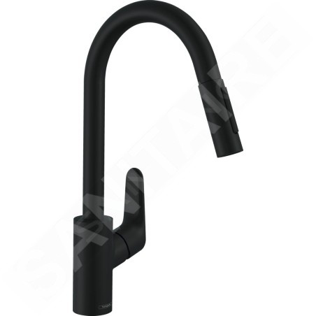 Hansgrohe Focus M41 - Mitigeur d'évier avec douchette extractible, noir mat 31815670