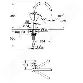 Grohe Eurosmart Cosmopolitan - Mitigeur d'évier, chrome 32843002
