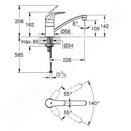 Grohe Euroeco - Mitigeur d’évier, chrome 32750000