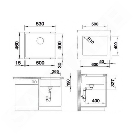Blanco Subline 500 - Évier en Silgranit, 530x460 mm, InFino, anthracite 523432