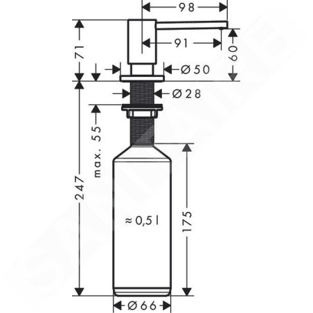 Hansgrohe Accessoires - Distributeur de savon liquide A41, 500 ml, acier inox 40438800