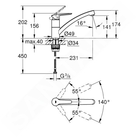 Grohe StartEco - Mitigeur d'évier, chrome 31685000