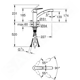 Grohe QuickFix Start - Mitigeur d'évier avec douchette extractible, noir mat 303072431