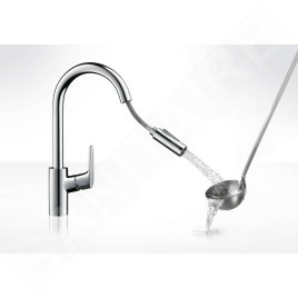 Hansgrohe Focus M41 - Mitigeur de cuisine 240 avec douchette extractible, aspect inox 31815800