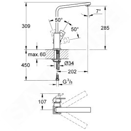 Grohe Eurocube - Mitigeur d’évier, chrome 31255000