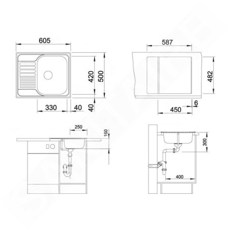 Blanco Tipo 45 - Évier, 605x500 mm, inox brillant naturel 516524
