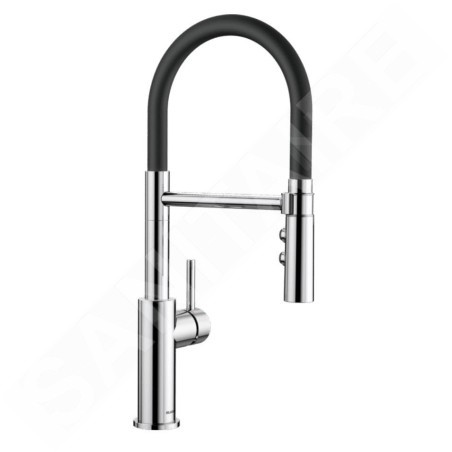 Blanco Catris S - Mitigeur d'évier avec bras flexible et douchette, noir / chrome 525791