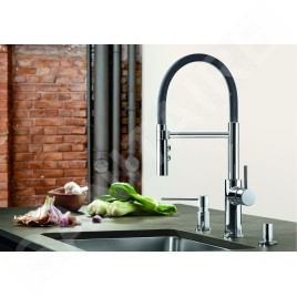 Blanco Catris S - Mitigeur d'évier avec bras flexible et douchette, noir / chrome 525791