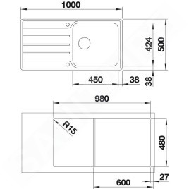 Blanco Lemis XL 6 - Évier 1000x500 mm, InFino, inox brossé 523035