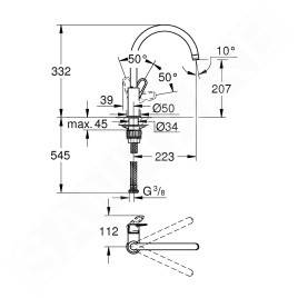 Grohe BauFlow - Mitigeur d'évier, chrome 31538001