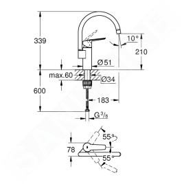 Grohe QuickFix Start - Mitigeur d'évier, chrome 30469000
