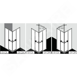 Kermi CADA XS - Porte de douche C2L, 120x200 cm, gauche, argent brillant/verre transparent CKC2L12020VPK