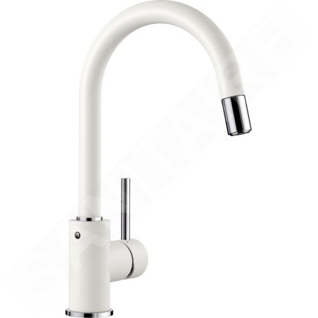Blanco Mida S - Robinetterie d’évier avec douchette extractible, blanc/chrome 521457