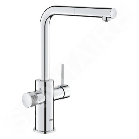 Grohe Blue Pure - Mitigeur d'évier Minta avec filtration et manchon de fermeture  extractible, chrome 30601000