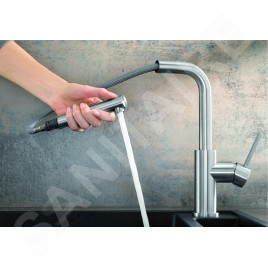 Blanco Lanora S-F - Mitigeur d'évier avec bec extractible, sous fenêtre, inox brossé 526180