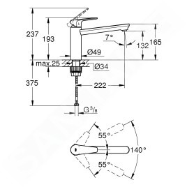 Grohe BauEdge - Mitigeur d'évier, chrome 31693000