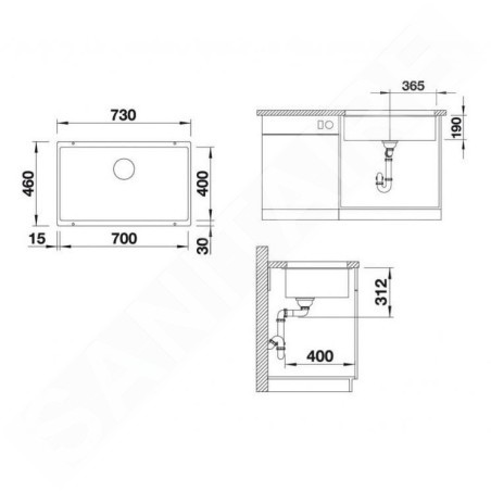 Blanco Subline 700 - Évier en Silgranit, 730x460 mm, anthracite 523442